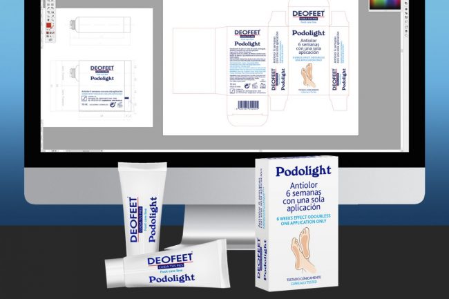 Realizamos los artes finales de la línea de packaging de los productos Deofeet