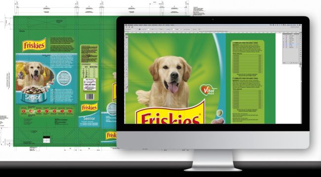 Artes finales de packaging de los sacos de Friskies