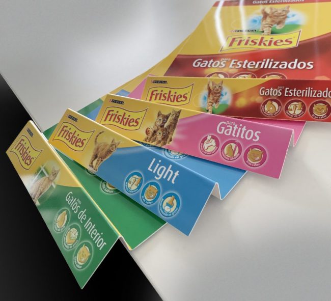 Imprimimos destacadores de lineal en pvc para los puntos de venta